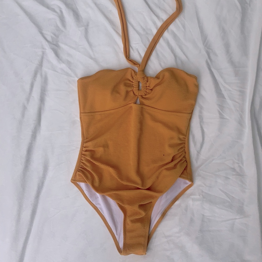 Cupshe Yellow Halter Neck Swim Suit NEW